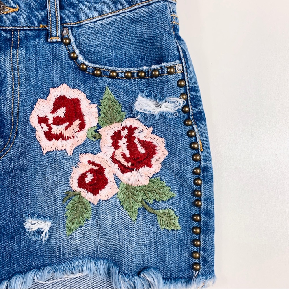 FREE PEOPLE Wild Rose Embroidered Miniskirt - Picture 8 of 10